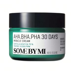 SOME BY MI AHA BHA PHA 30 Days Miracle Cream - 2.02oz, 60ml - Mild Exfoliating Salicylic Acid & Centella Face Moisturizer for All Skin Types - Daily Soothing & Clarifying Face Cream - Korean Skin Care