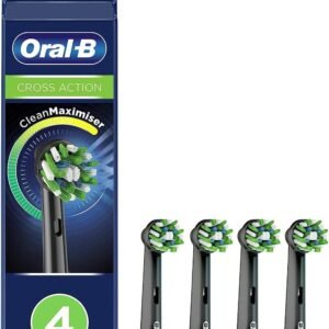Oral-B Crossaction Electric Toothbrush Replacement Brush Head Refills, Black , 4 Count