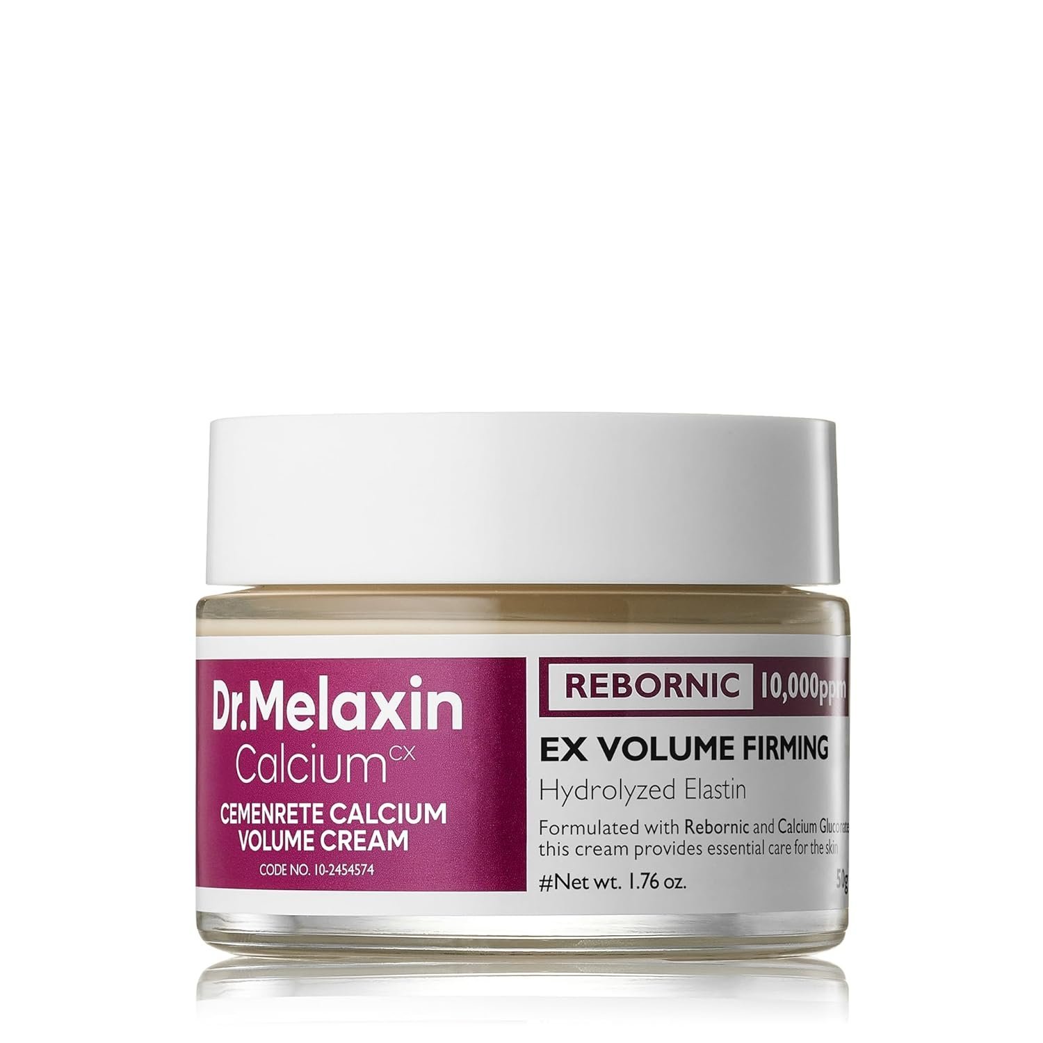 Dr.Melaxin Cemenrete Calcium Intense Firming Cream 50ml (1.69 fl oz) – Rebornic 10,000ppm, Niacinamide & Hydrolyzed Elastin, Lifting & Elasticity Face Cream for Sagging Skin