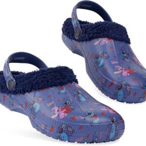 Disney Stitch Clogs for Women Winter Fleece Lining Warm Slip On Sandals Outdoor Garden Shoes with Strap Gifts for Women