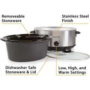 Crock-Pot 7 Quart Oval Manual Slow Cooker Stainless Steel