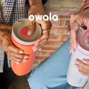Owala SmoothSip Slider Insulated Stainless Steel Water Bottle, 32oz – Grey/Blue