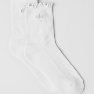 Alo Women's Lettuce Edge Sock – White (2-Pack)