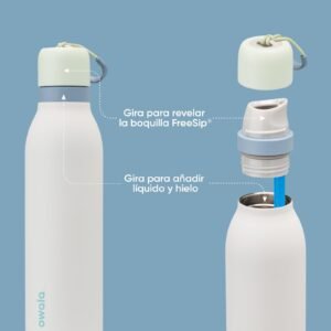 Owala FreeSip Twist Insulated Stainless Steel Water Bottle, 32oz – White/Sage