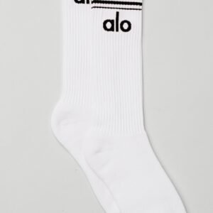 Alo Unisex Half-Crew Throwback Sock – Black/White