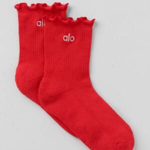 Alo Women's Lettuce Edge Sock – Bright Red